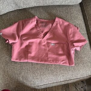 Figs Pink Boxy Crop Top Short Sleeve